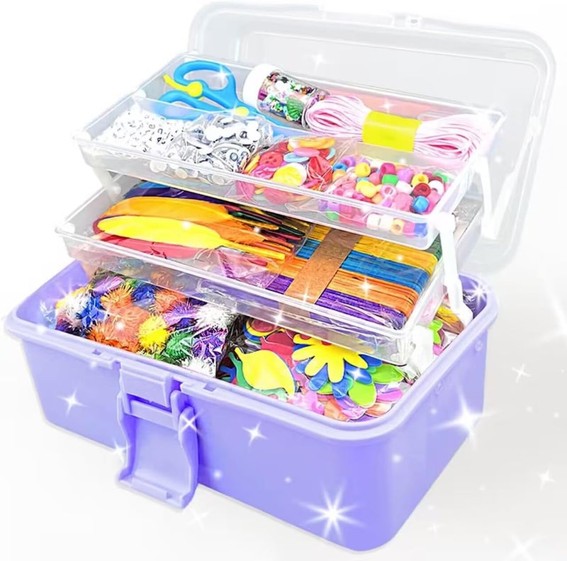 VLUSSO 3000Pcs Arts and Crafts Supplies for Kids Girls 8-12 Craft Kit with Pipe Cleaners Beads Crafts for Kids DIY School Supplies Set Crafting Box for Girls Boys Age 4-6, 6-8, 8-12 Years Gifts - Image 1